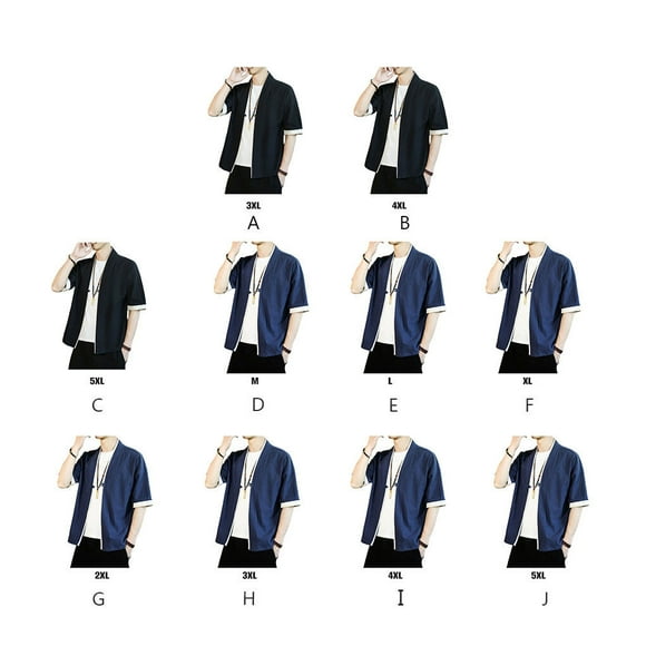 Ruiboury Kimono Cardigan Manteau Manches Longues Design Ample Finition Soignée Vêtements Homme Tenue d'Été Haori Traditionnel Noir 4TG