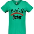 thumbnail image 3 of Inktastic Baseball Sister Women's V-Neck T-Shirt, 3 of 5