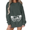 thumbnail image 2 of Yuhangmm Halloween Sweatshirts for Women Fashionable Casual Halloween Printed Hooded Zipper Sweatshirt for Women with Seasonal Graphic Dark Gray M, 2 of 4