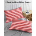 thumbnail image 3 of Boho Red Stripe Pillow Covers Standard Size 2 Pack, Abstract Geometric White Minimalist Soft Bed Throw Pillowcases Breathable Cooling Long Lumbar Body Pillow Sham Cover for Bed Sofa 20''x26'', 3 of 7