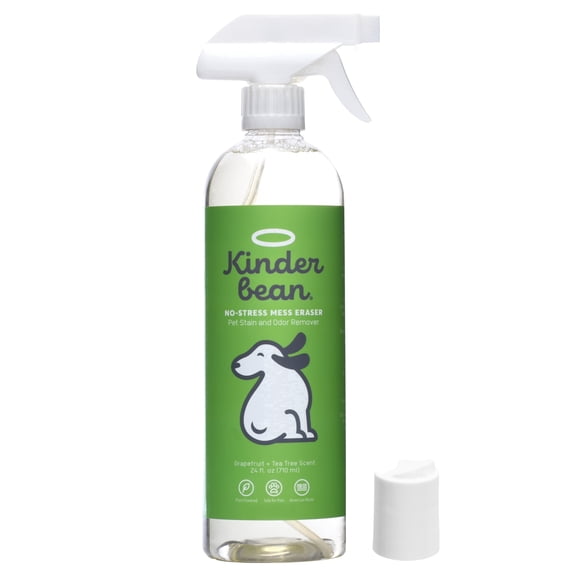 Kinderbean Dog & Cat Urine Stain and Odor Eliminator Spray, 24 oz – Enzyme Cleaner for Carpet, Upholstery, Car Seats & Hard Floors, Pet Odor Remover for Home & Car, Grapefruit Tea Tree
