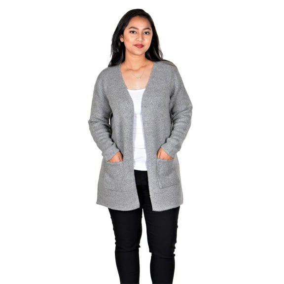 RWB Womens Long Sleeve Chunky Open Sweater Cardiagn Heather Grey 2X-Large