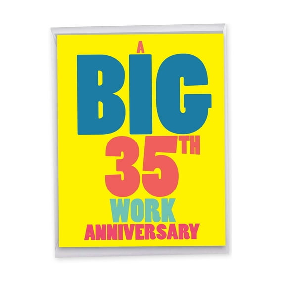 NobleWorks Extra Large 35th Milestone Anniversary Greeting Card From Us 8.5 x 11 Inch with Envelope (1 Pack) Oversize Jumbo 35 Years At Work J8254MAG-WA-US
