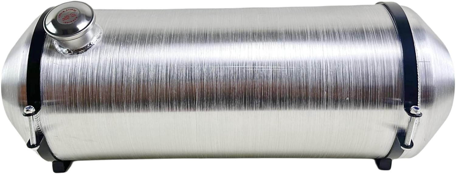 JSD 8 Gallon Auxiliary Aluminum Gas Tank / Fuel Tank With Level Gauge 10 x 24" Center Fill 1/4" NPT Outlet Hot Rod
