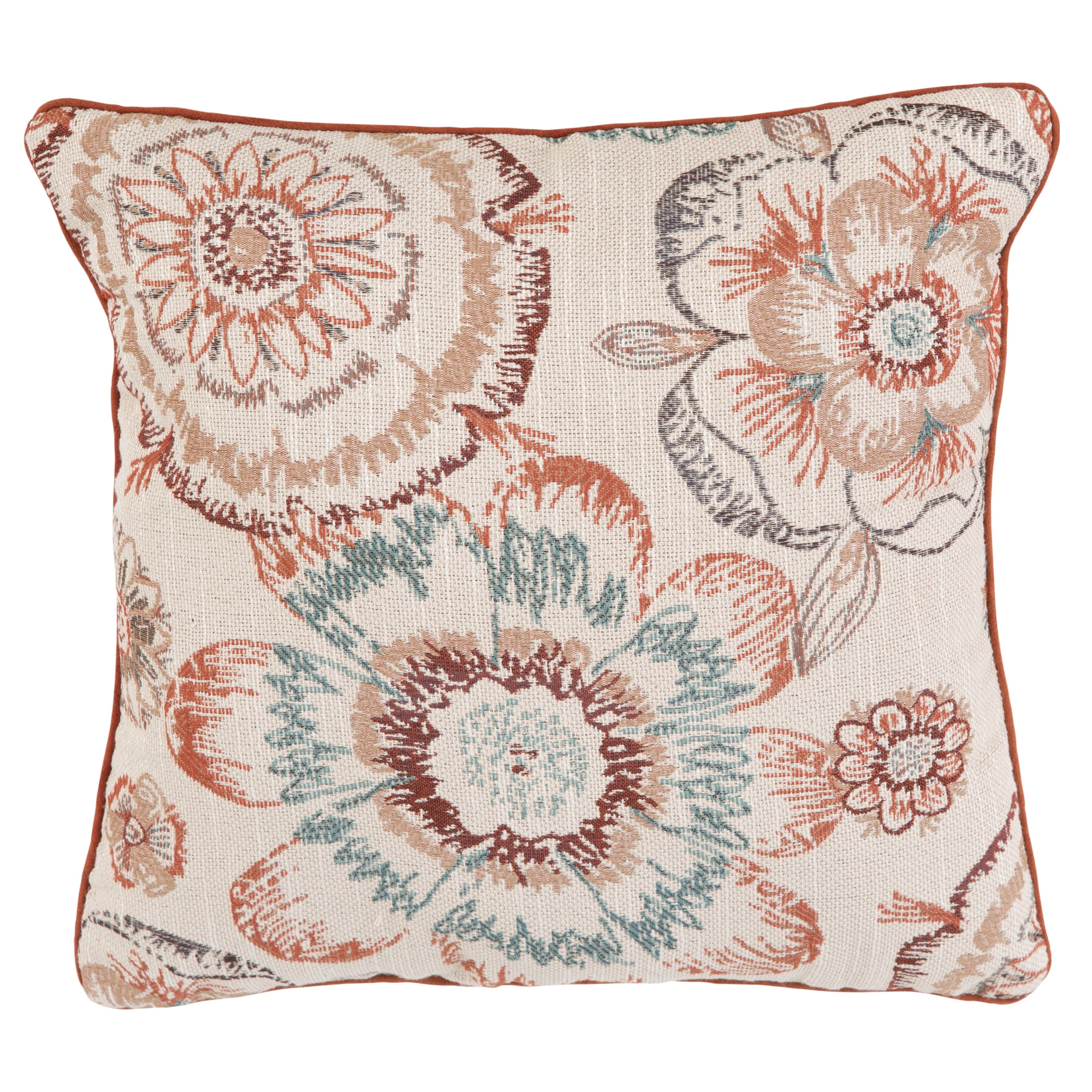 Better Homes & Gardens Rust Floral Decorative Pillow, 18" x 18