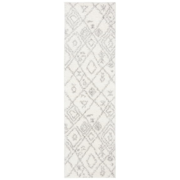 Parma Ainslee Aztec Shag Area Rug by Chateau Lyon Runner Rug, Cream/Grey, 2'3" x 7'