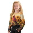 thumbnail image 5 of Xoenoiee Cardinal Sunflower Print Girls Sweatshirt Long Sleeve Crew Neck Top Kids Tees Casual Soft Crop Pullover T-Shirts, 7-8 Years, 5 of 7