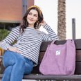 thumbnail image 4 of JISEN Corduroy Tote Bag for Women with Reinforced Strap for College Travel Pink, 4 of 7