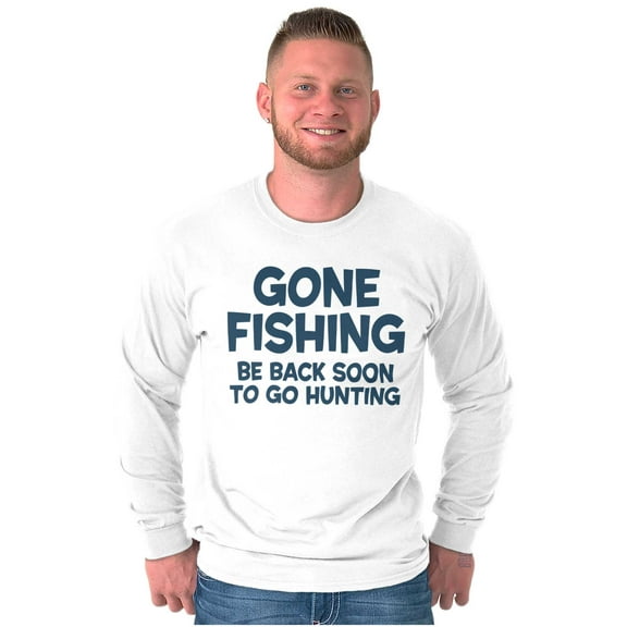 Funny Dad Gone Fishing Hunting Season Men's Long Sleeve Tee T Shirt Brisco Brands S