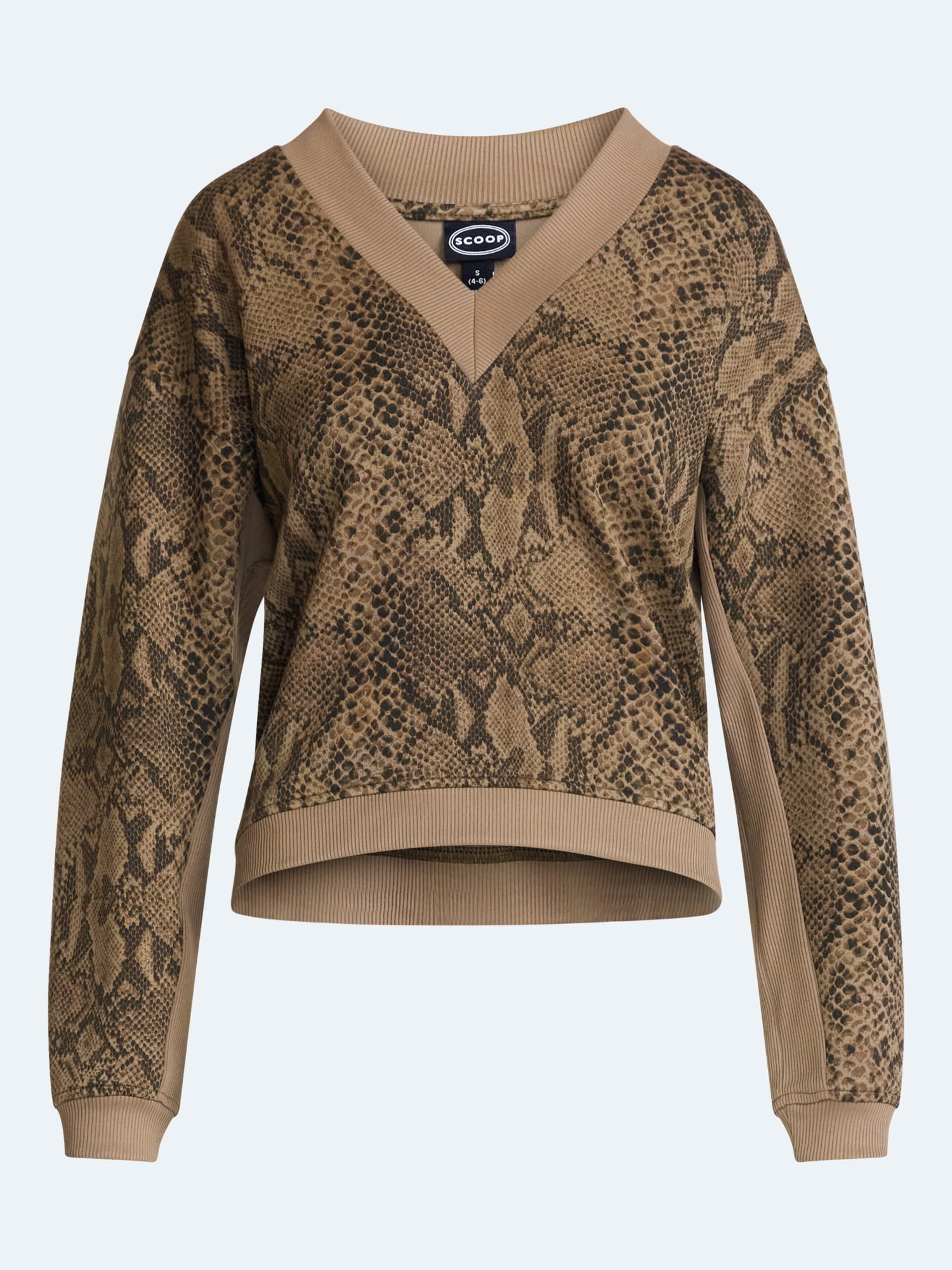 Scoop Women's and Women's Plus V-Neck Sweatshirt, Sizes XS-4X