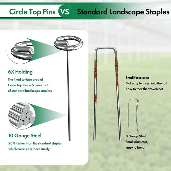 Landscape Staples 6 Inch Galvanized Landscape Sod Stakes Garden Staples Landscape Fabric Staples Weed Barrier Pins 50pcs