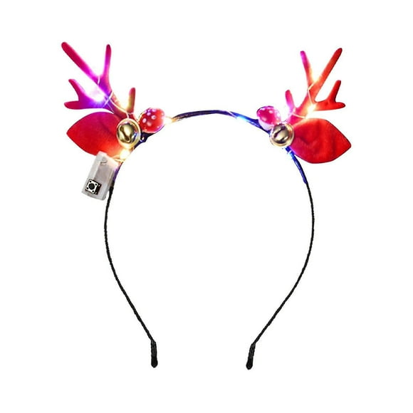 Bonita diadema luminosa con astas y banda para la cabeza con luz Led para niños, decoraciones navideñas para adultos, diadema, accesorios para el cabello