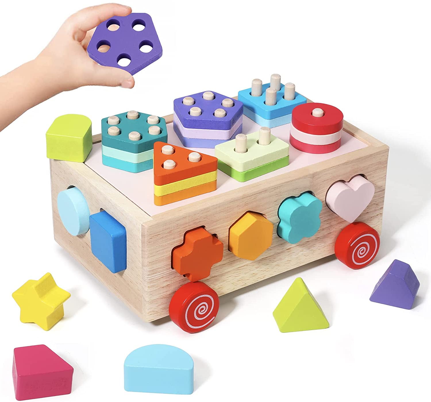 Montessori Toys for 18+ Months Old, Toddlers Wooden Shape Sorter