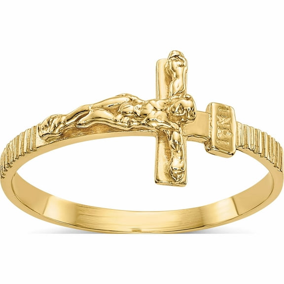 10K Yellow Gold Polished Jesus Band Ring (Size 6) Made In Peru 10k5725