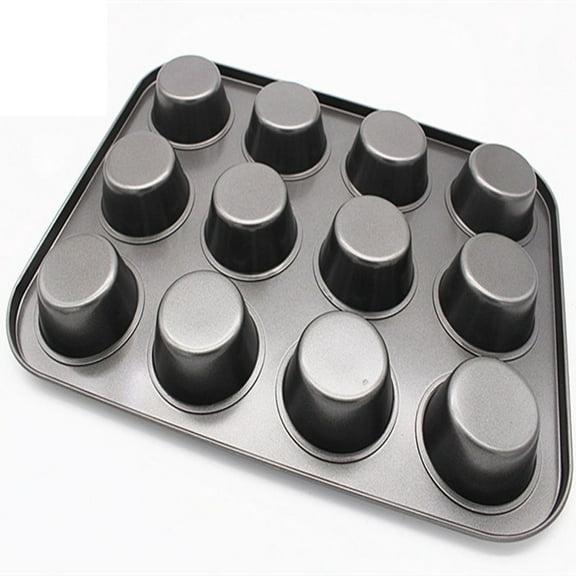 Vikakiooze Promotion on Sale! 12 Cup Carbon Steel Muffin Cupcake Baking Pan Non Stick Dishwasher Cakes Molds for Baking
