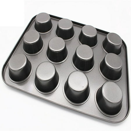 

wendunide kitchen gadgets 12 Cup Pan Dishwasher Carbon Muffin Baking Non Steel Stick Microwave Cupcake Saf Cake Mould Grey