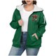 thumbnail image 2 of Sudadera informal con capucha y manga larga para mujer, estilo navideño, de gran tamaño, color liso, con cremallera, capucha y forro polar grueso, chaqueta de manga larga con hombros descubiertos, blu, 2 of 5
