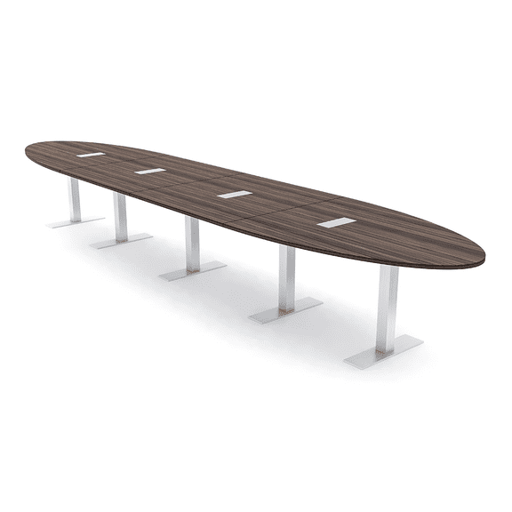 18 Person Modular Oval Conference Table With Metal T Bases Power Units