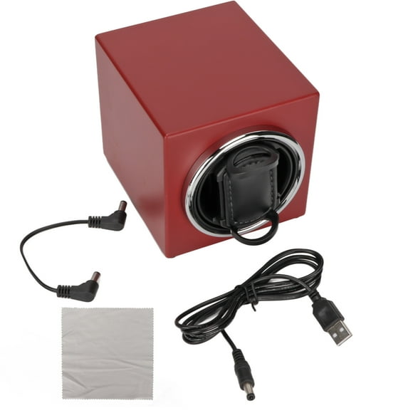 Watch Winder, 12.5x11x11cm Red Matte Paint Automatic Watch Winder Blue Background Light For Mechanical Watch