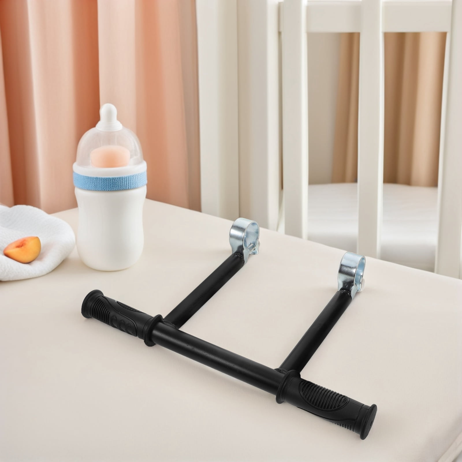 BESTYASH Black Stroller Handlebar Extension with Ergonomic Plastic Grip, 1 Set for Comfortable Family Outings and Walks