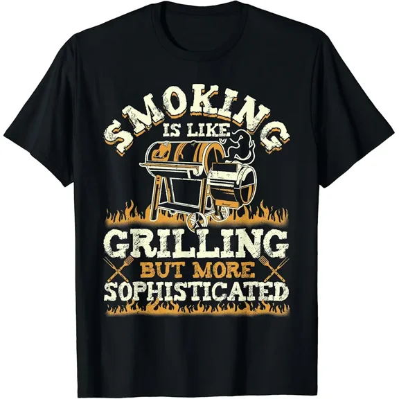 Funny BBQ Smoker Grilling Quote Men Short Sleeve Graphic T-Shirt