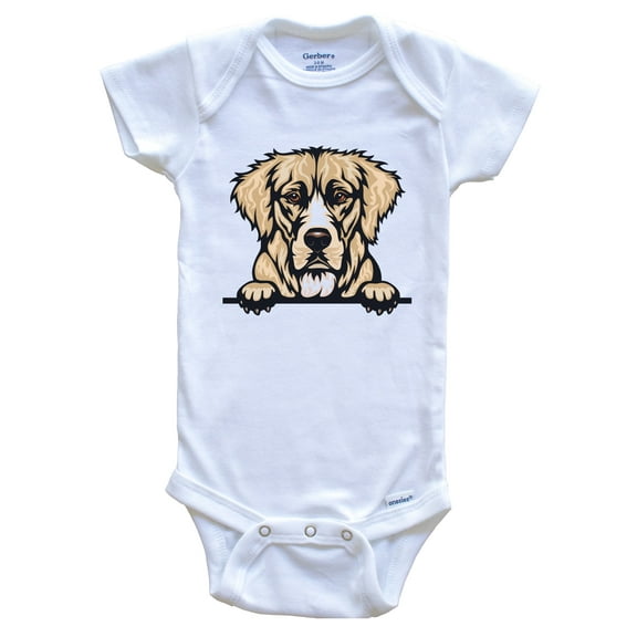 Golden Retriever Dog Breed Cute Baby Bodysuit v3, 0-3 months white