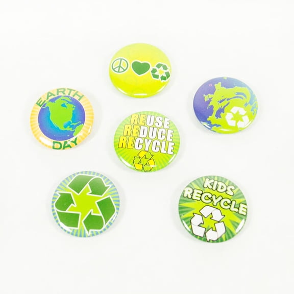 Earth Day/Recycle Mini Buttons - Party Favors - 48 Pieces