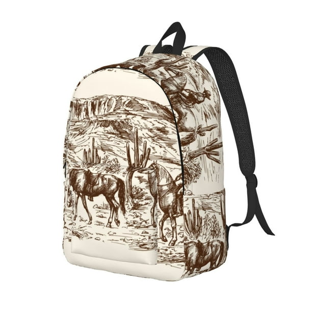 Easygdp Western Desert Cowboys2 Mochila de Lona Resistente para Laptop, Compatible con Laptops de 15 a 17 pulgadas, Ideal para Escuela, Trabajo y Viajes-Medium