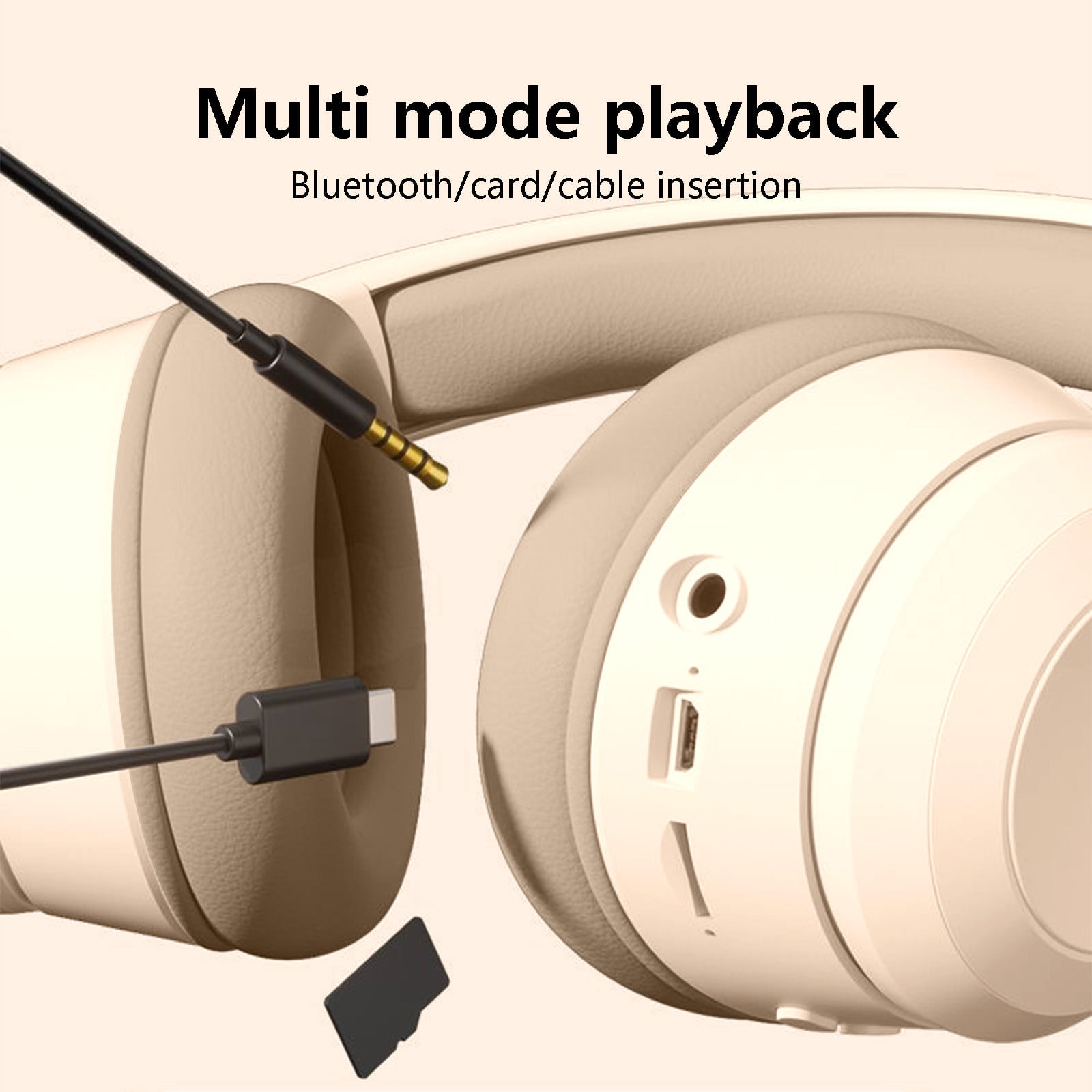 Wireless Bluetooth Over Ear Headphones Up to 28H Battery Life Headset with Microphone Gym Overhead Headphones Compatible with iOS & Android Mobile Phones, Computers, Laptop,Khaki