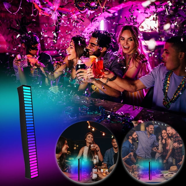 Xihbxyly Luz Rgb de Captación, Ambiente Colorido Activado Por Voz, Selección de 16 Millones de Colores, Función de Sincronización de Música, Diseño con Alimentación Usb, Uso En Coche, Escritorio o Ca