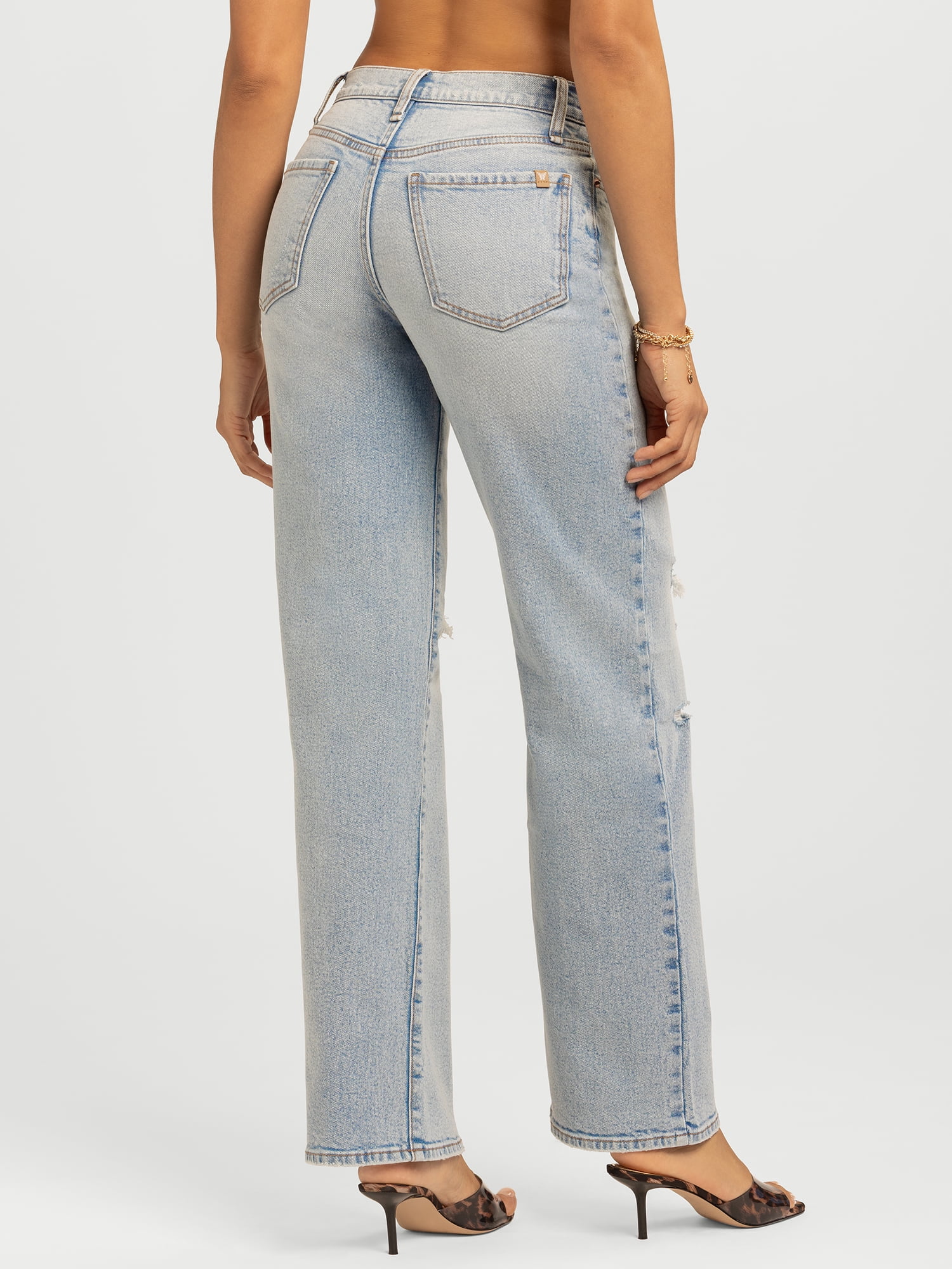 Jessica Simpson Women's Rosa Mid Rise Relaxed Straight Leg Jeans, 32.5" Inseam, Sizes 2-16