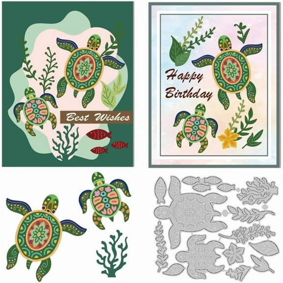 Art Sea Turtle Cutting Dies Animals Plants Card Making Die Cut Carbon Steel Die Cuts Stencils Card Scrapbooking Embossing Template for DIY Paper Craft Making Album Gift Invitation Decor