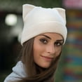 thumbnail image 5 of D-GROEE Women Cat Ear Beanie Hat Wool Braided Knit Trendy Winter Warm Cap, 5 of 6