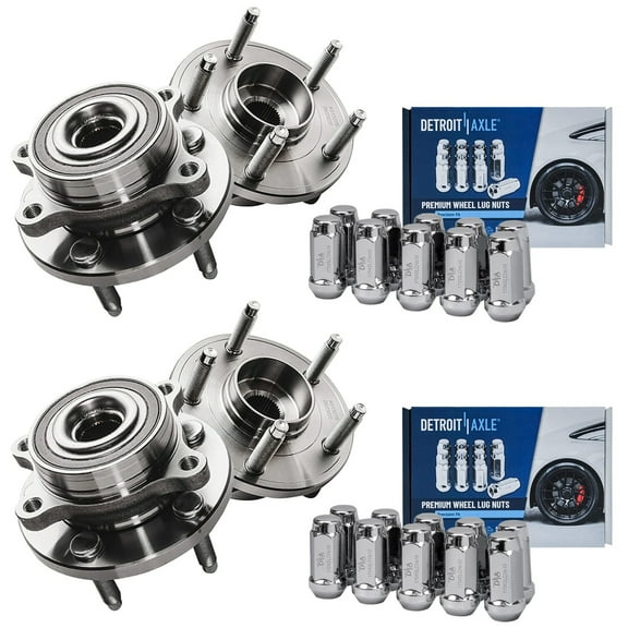 Detroit Axle - Front & Rear Wheel Hubs Bearings Wheel Lug Nuts Replacement for Ford Taurus Flex Lincoln MKS MKT - 24pc Set