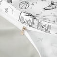 thumbnail image 4 of Castle Fairy Minimalism Basketball Bedding, Sport Graffiti Duvet Cover Full, Black White,Grey Reversible,3pcs,1 Duvet Cover and 2 Pillowcases, 4 of 6