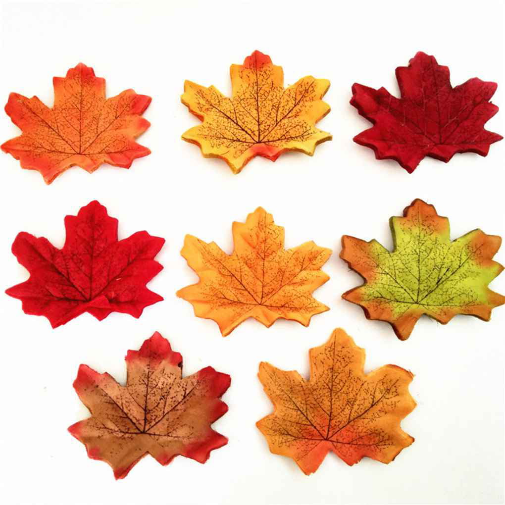 100Pcs/200Pcs Artificial Autumn Maple Leaves Mixed Colored Maple Leaf 