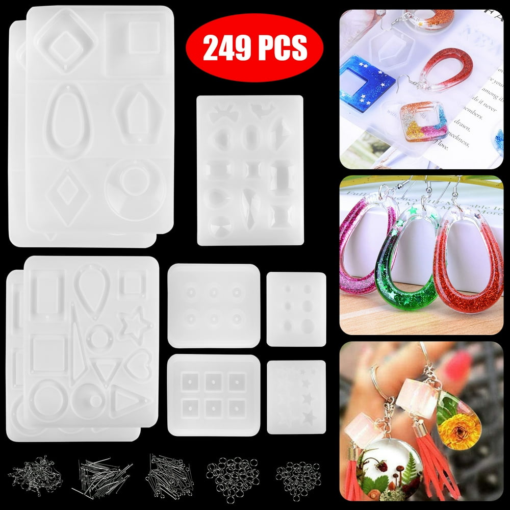 249 Pieces Epoxy Resin Silicone Casting Molds Full Kits with 9 PCS
