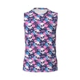 thumbnail image 6 of Lsque Skull Flower Blue Print Men's Cotton Blend Sleeveless Muscle Shirts (S-3XL)- Moisture Wicking, Odor Protection, UPF 30+,Small, 6 of 8