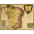 thumbnail image 2 of Vintage Maps 32x26 White Modern Wood Framed Museum Art Print Titled - Brazil 1719, 2 of 4