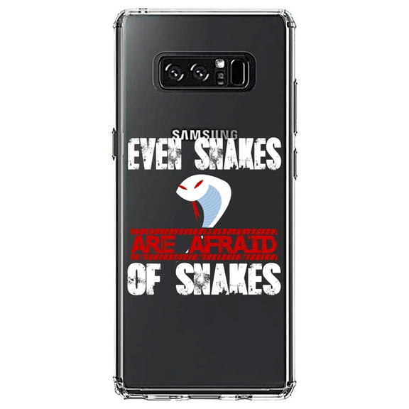 DistinctInk Clear Shockproof Hybrid Case for Samsung Galaxy Note 8 - TPU Bumper Acrylic Back Tempered Glass Screen Protector - Even Snakes are Afraid of Snakes