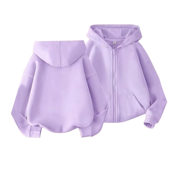 Grblisyd Unisex Boys Girls Hoodie Sweatshirt Full Zip Up Casual Long Sleeve Solid Jacket Kids Lightweight Outwear with Pockets