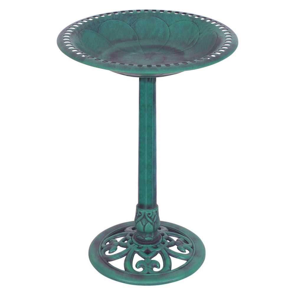 Spaco Outdoor Garden Green Pedestal Bird Bath Feeder, Pedestal-styled Bird Bath with Stability Function, Bird Bath for Outdoor as Garden, Green
