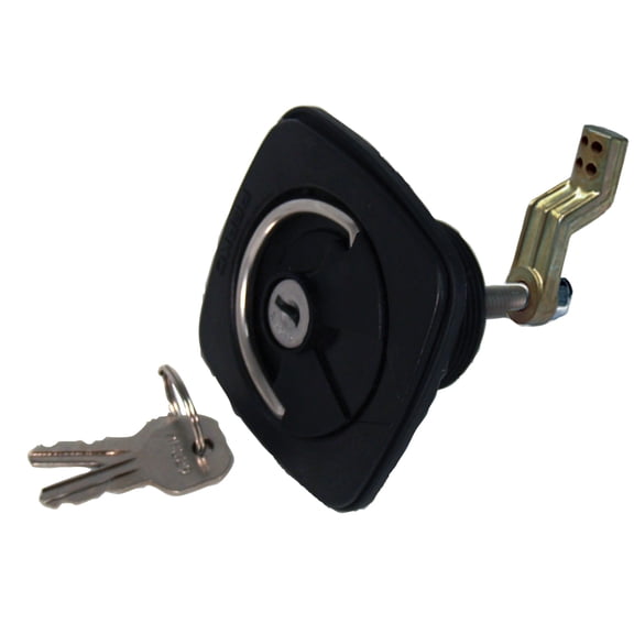 Perko 1081DP1BLK Flush-Mount Locking Latch for 3/8" to 7/8" Thick Smooth/Carpeted Surface, Fits 2-3/8" Hole - 3/8" to 3" Cam Bar, Black