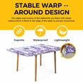 thumbnail image 4 of Purple Flowers Table Cloths for 3 Foot Rectangle Tables, Butterfly Spring Floral Checkered Farmhouse Patio Waterproof Elastic Fitted Tablecloths, Washable Rectangular Table Cover for Camping, 4 of 8