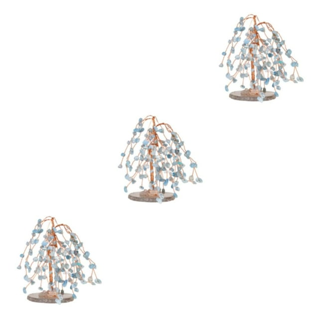 Wweixi 1/2/3/5 Exquisite Crafted Gemstone Tree Ornament - Symbol Of Luck And Prosperity Blue 3PCS