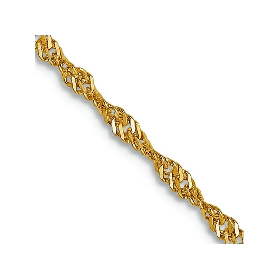 10k Yellow Gold Solid Polished Lobster Claw Closure Singapore Chain Necklace 16 Inch 1.3mm Wide Chain Necklace for Women