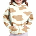 thumbnail image 4 of Kids Hoodie Fleece Cow Print Pullover with Pockets Warm Animal Hooded Sweatshirt, Long Sleeve,Cozy, Casual, Loose Fit, for Girls Ages 3-14 Years, 4 of 6