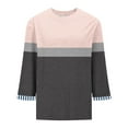 thumbnail image 6 of Fanxing Women's 3/4 Sleeve Tops Colorblock Loose Crew Neck Oversized T-Shirts Fall Trendy Casual Dressy Tunic Blouse Pink S, 6 of 6