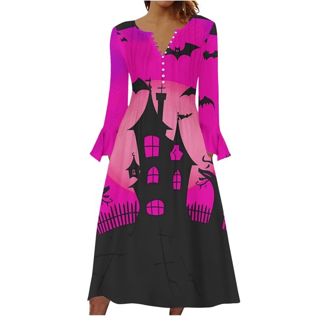 Long Sleeve Dress,Long Dress for Women Summer,Womens Fashion Printed Casual Long Sleeve V-Neck Dress,3/4 Sleeve Dress for Women,Dress for Women Casual Summer