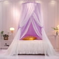 thumbnail image 2 of Double Layer Princess Round Dome Canopy Bed Curtain for Girls Adults,Children Dreamy Mosquito Net,Cute Bedroom Decoration Castle Play Tent Reading Nook Canopies(Dome-Purple/White), 2 of 14